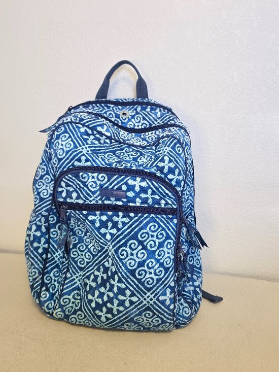 Vera Bradley Handbags - Vera Bradley Cuban Tiles Leighton Backpack Bookbag Small Travel Carry On Blue